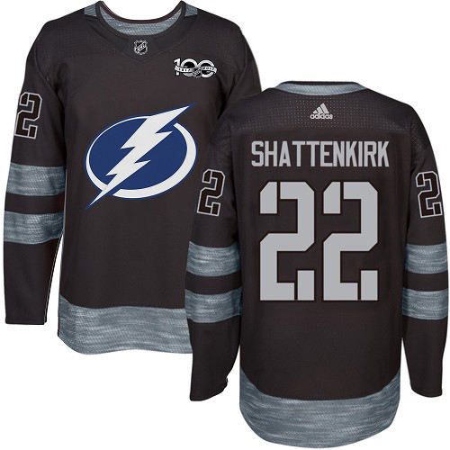 Adidas Tampa Bay Lightning Men #22 Kevin Shattenkirk Black 1917-2017 100th Anniversary Stitched NHL Jersey->tampa bay lightning->NHL Jersey